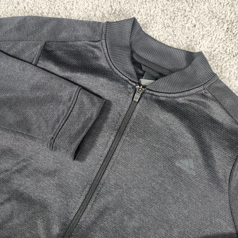 Adidas Jacket Womens Large Climawarm Full Zip Black Varsity‎ Bomber Essentials